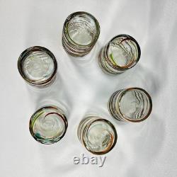 Vintage Hand-blown Margaritaville Etched Tumbler Glasses Rare Murano Glass