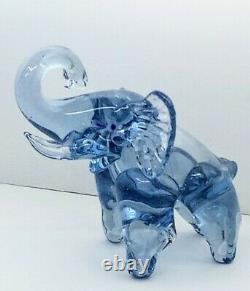 Vintage Hand blown Murano Blue Art Glass Elephant Figurine