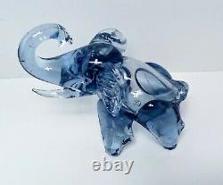 Vintage Hand blown Murano Blue Art Glass Elephant Figurine