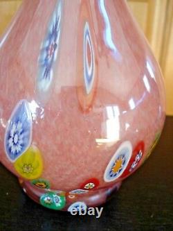 Vintage Hand blown Murano glass Millefiori vase applied handles made in Italy