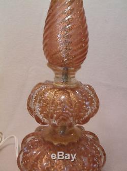 Vintage Italian Barovier & Toso Murano Hand Blown Glass Table Lamps Pair