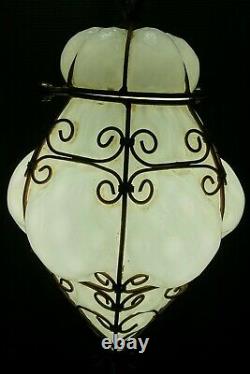 Vintage Italian Glass Pendant Lampconicalhand Blown- Look