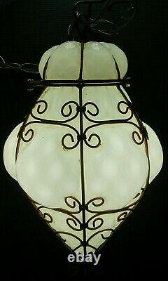 Vintage Italian Glass Pendant Lampconicalhand Blown- Look