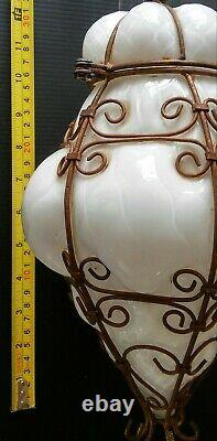 Vintage Italian Glass Pendant Lampconicalhand Blown- Look