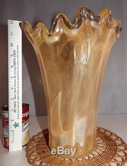 Vintage Italian Lavorazione Murano Italy Hand Blown Glass Vase 11 1/4 Tall