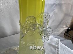 Vintage Italian Murano Art Glass Pitcher Yellow Vase Flowers Hand blown