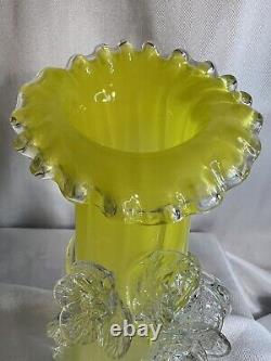 Vintage Italian Murano Art Glass Pitcher Yellow Vase Flowers Hand blown