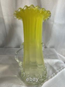 Vintage Italian Murano Art Glass Pitcher Yellow Vase Flowers Hand blown