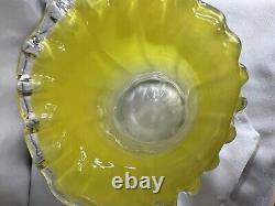 Vintage Italian Murano Art Glass Pitcher Yellow Vase Flowers Hand blown