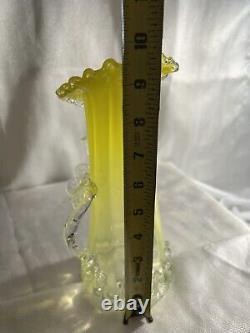 Vintage Italian Murano Art Glass Pitcher Yellow Vase Flowers Hand blown