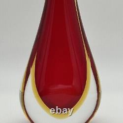 Vintage Italian Murano Art Glass Sommerso Teardrop Vase By Formia Flavio Poli