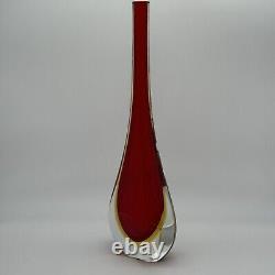 Vintage Italian Murano Art Glass Sommerso Teardrop Vase By Formia Flavio Poli