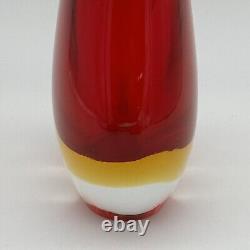 Vintage Italian Murano Art Glass Sommerso Teardrop Vase By Formia Flavio Poli