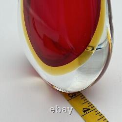 Vintage Italian Murano Art Glass Sommerso Teardrop Vase By Formia Flavio Poli