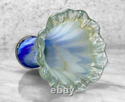 Vintage Italian Murano Blue Blown Art Glass Flared Vase