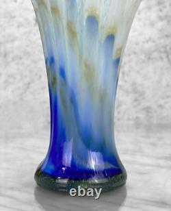 Vintage Italian Murano Blue Blown Art Glass Flared Vase