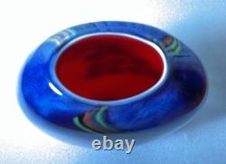 Vintage Italian Murano Blue Pink Colorful Hand Blown Heavy Art Glass Vase 9.25