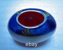 Vintage Italian Murano Blue Pink Colorful Hand Blown Heavy Art Glass Vase 9.25