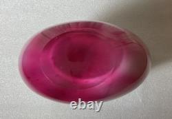 Vintage Italian Murano Blue Pink Colorful Hand Blown Heavy Art Glass Vase 9.25