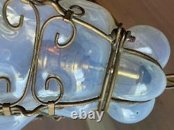 Vintage Italian Murano Caged Glass Hanging Pendant Lamp 12.5