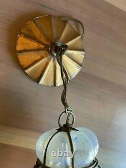 Vintage Italian Murano Caged Glass Hanging Pendant Lamp 12.5