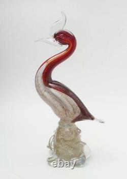 Vintage Italian Murano Glass Bird Figure Sculpture Copper Aventurine Art