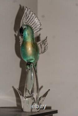 Vintage Italian Murano Glass Cockatoo Parrots Blue Large 16 Italy Mint Set of 2