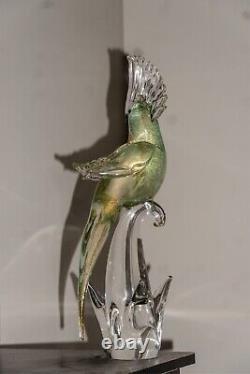 Vintage Italian Murano Glass Cockatoo Parrots Blue Large 16 Italy Mint Set of 2