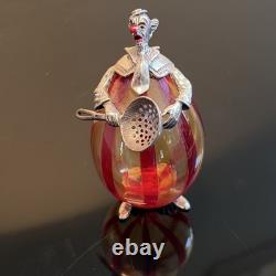 Vintage Italian Murano Glass and Silver Clown Figurine Hand Blown
