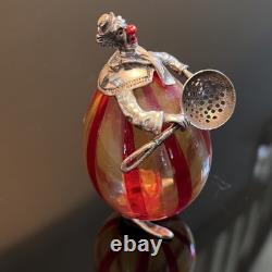 Vintage Italian Murano Glass and Silver Clown Figurine Hand Blown