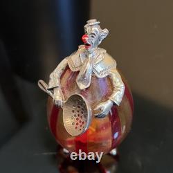 Vintage Italian Murano Glass and Silver Clown Figurine Hand Blown