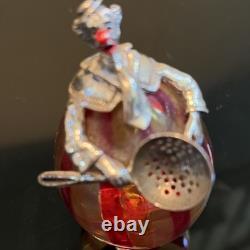 Vintage Italian Murano Glass and Silver Clown Figurine Hand Blown