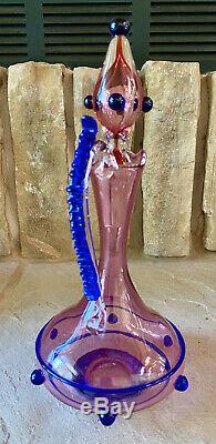 Vintage Italian Venini Murano Glass Decanter Ruby Cobalt Vittorio Zecchin