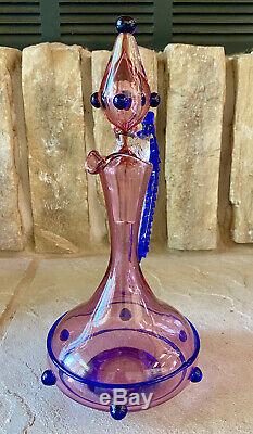 Vintage Italian Venini Murano Glass Decanter Ruby Cobalt Vittorio Zecchin