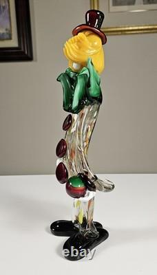 Vintage Koscherak Bros Murano Glass Clown 13.5 Hand Blown Italian Art Figurine