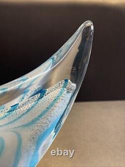 Vintage LG. 12 Glass Statue Blue & White Hand Blown Murano Glass -Orig-Sticker