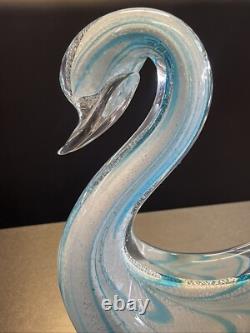 Vintage LG. 12 Glass Statue Blue & White Hand Blown Murano Glass -Orig-Sticker