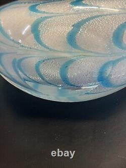 Vintage LG. 12 Glass Statue Blue & White Hand Blown Murano Glass -Orig-Sticker