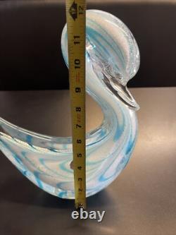 Vintage LG. 12 Glass Statue Blue & White Hand Blown Murano Glass -Orig-Sticker