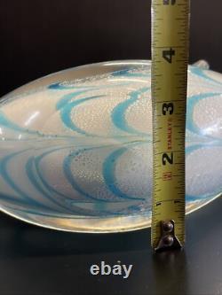 Vintage LG. 12 Glass Statue Blue & White Hand Blown Murano Glass -Orig-Sticker