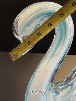 Vintage LG. 12 Glass Statue Blue & White Hand Blown Murano Glass -Orig-Sticker