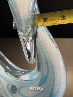Vintage LG. 12 Glass Statue Blue & White Hand Blown Murano Glass -Orig-Sticker