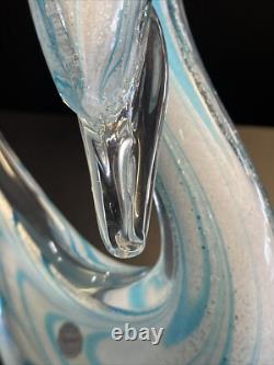 Vintage LG. 12 Glass Statue Blue & White Hand Blown Murano Glass -Orig-Sticker