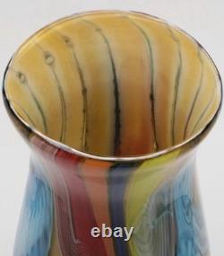 Vintage LG Vibrant Hand Blown Murano Millefiori Swirl Art Glass Vase 15.25H