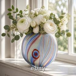 Vintage LG Vibrant Hand Blown Murano Millefiori Swirl Art Glass Vase 9