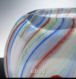 Vintage LG Vibrant Hand Blown Murano Millefiori Swirl Art Glass Vase 9
