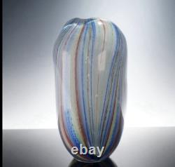Vintage LG Vibrant Hand Blown Murano Millefiori Swirl Art Glass Vase 9