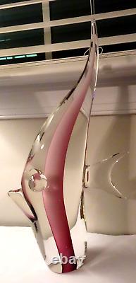Vintage Large 18.5 Murano Art Glass Sommerso Fish Sculpture Figurine