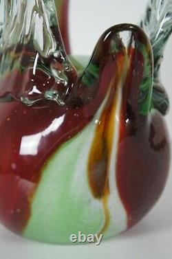 Vintage Large Hand Blown Red & Green Murano Glass Swan Goose Italy Sculpture 19