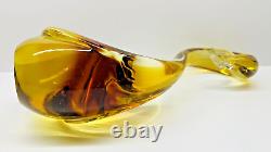 Vintage Large Heavy Murano Hand Blown Amber Glass Swan Figurine 14.5